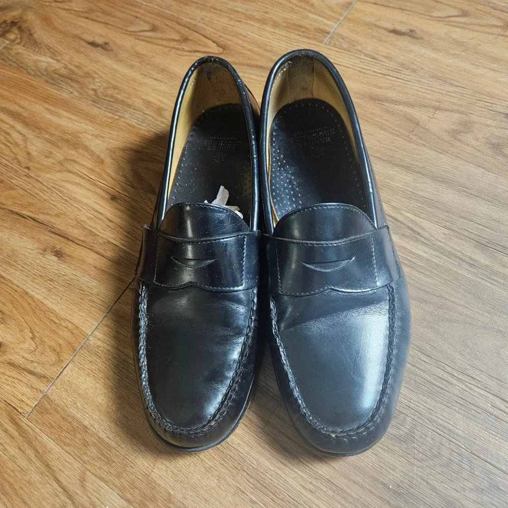 Brooks Brothers Mens Leather Penny Loafers 12 D Made in Italy Preppy Minimalist